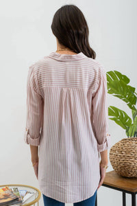Blu Pepper - Summer Striped Button Up Top