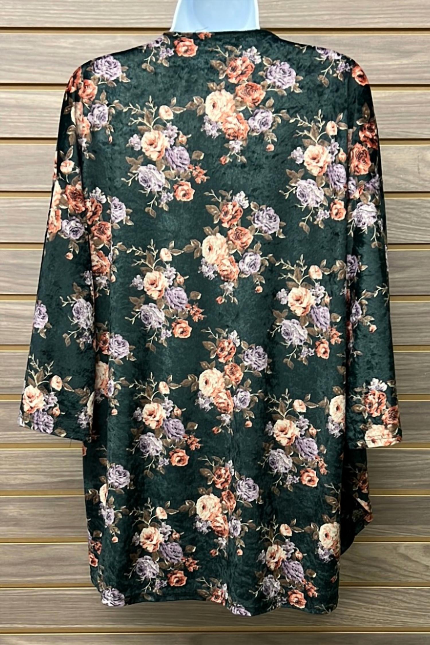 Peach Love - Women's Flare Sleeve Floral Cardigan