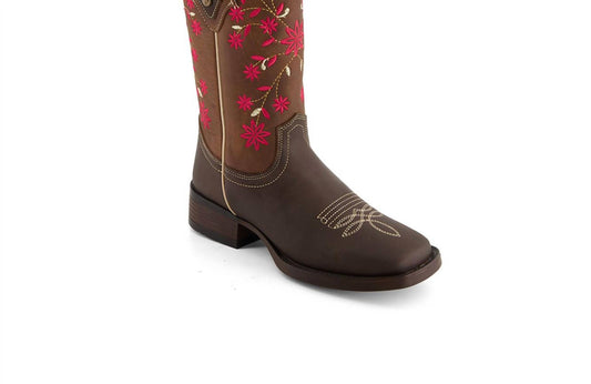 Forastero - Women's Authentic Leather Flowers Embroidery Western Boots