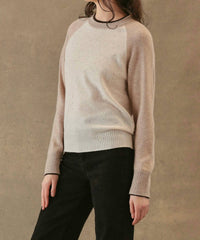 27 Miles Malibu Proctor Cashmere Pullover Sweater in coconut oatmeal espresso - women's sweater - alternate view
