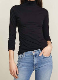 Velvet by Graham & Spencer Long Sleeve Turtle Neck Top in black - women's long sleeve top