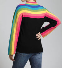 Apny - Rainbow Stripe Funnel Neck Sweater