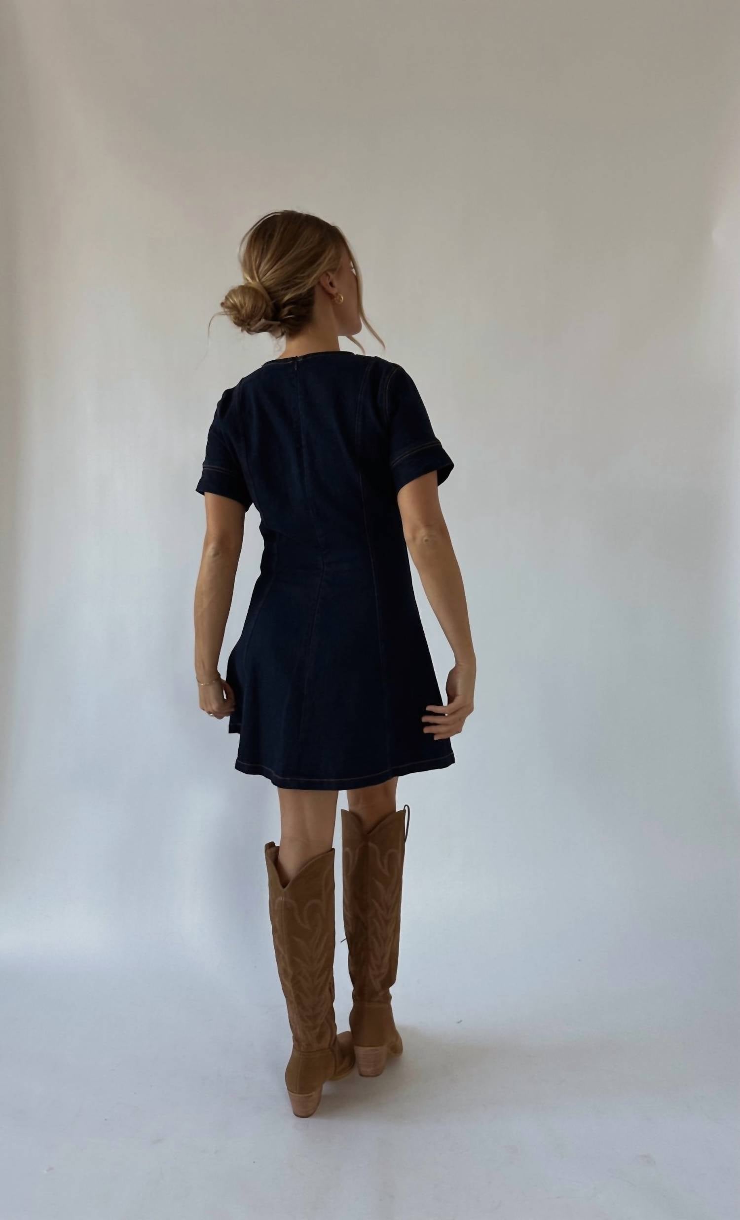 Blue Blush - Madison Short Sleeve Denim Dress