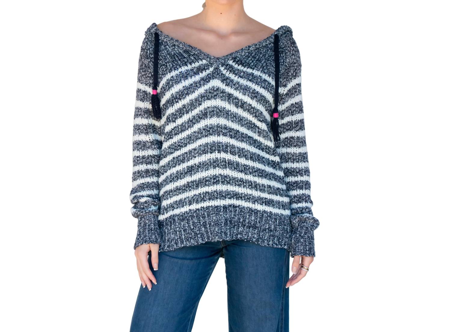 White + Warren - Speckled Striped Hoodie