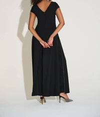 Joseph Ribkoff - Rhinestone Trim Split Panel Jumpsuit