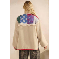 Veveret - Women's Contrast Printed Teddy Jacket