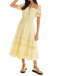 ALLISON NEW YORK EMILIA MIDI DRESS in butter - women's dress
