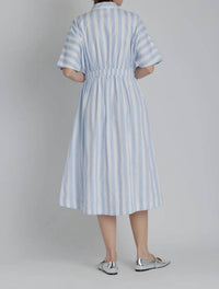 Aureum - Women's Striped Pleated Midi Dress