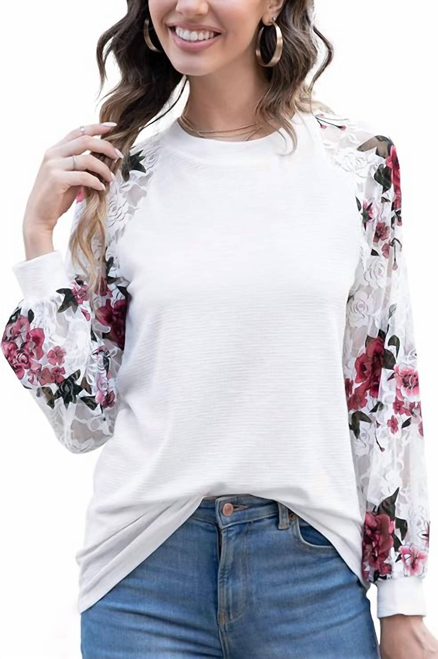Aiyino - Women's Long Sleeve Lace Casual Loose Blouses