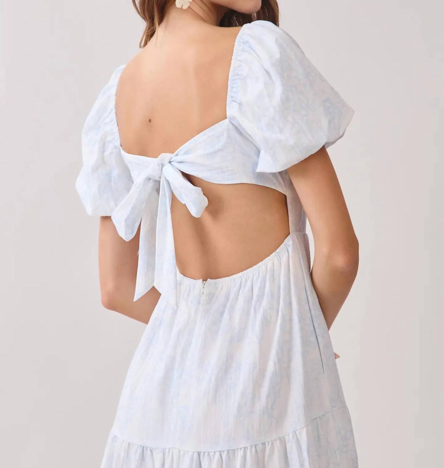 Tcec - Floral Print Open Back Self Tie Midi Dress