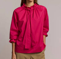 Hinson Wu Alina Long Sleeve Shirt Top in raspberry - women's blouse