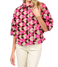 Ivy Jane Pop Flower Capelet in pink - women's jacket - detail view