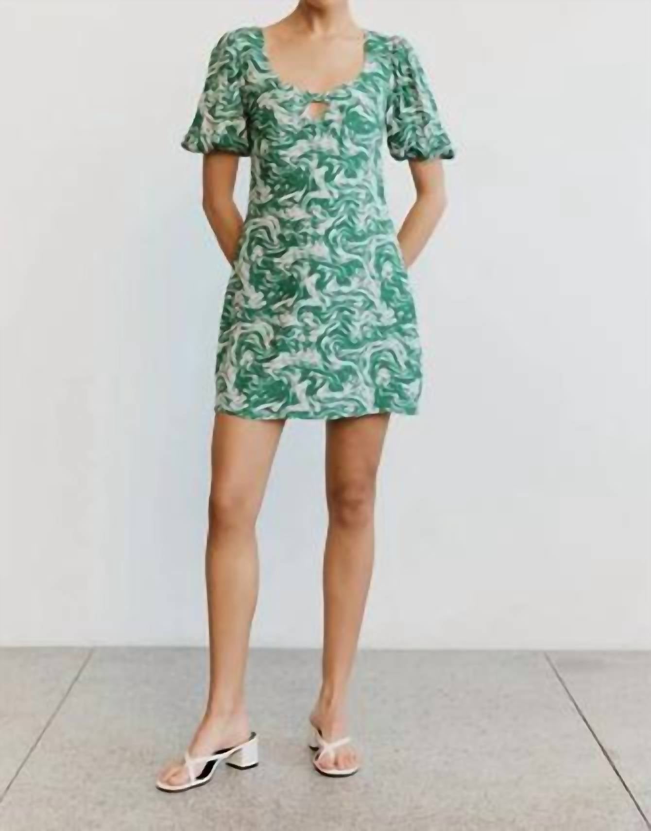 Third Form - Marble Balloon Sleeve Mini Dress
