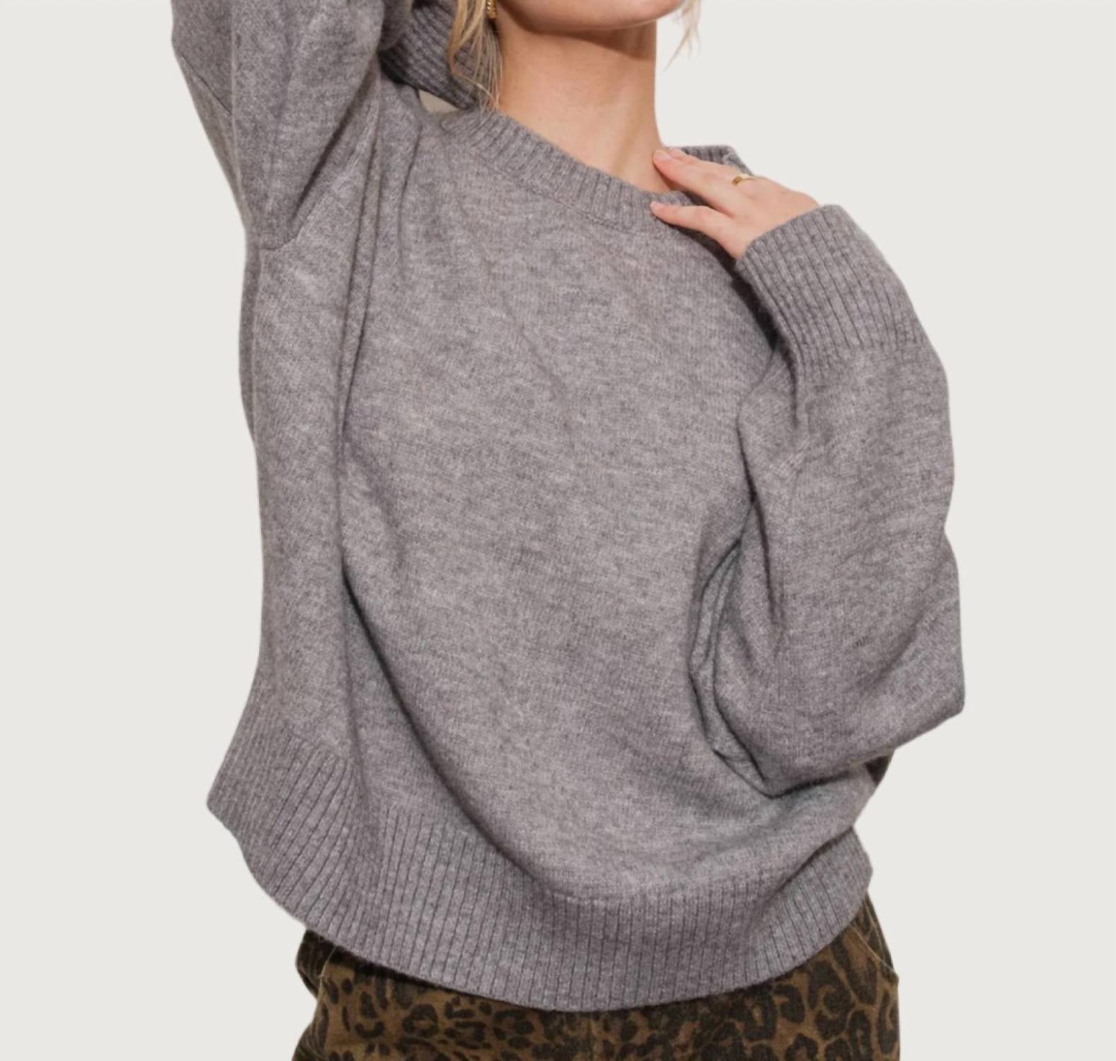 Mimosa Jaci Crewneck Sweater in grey - women's sweater - alternate view