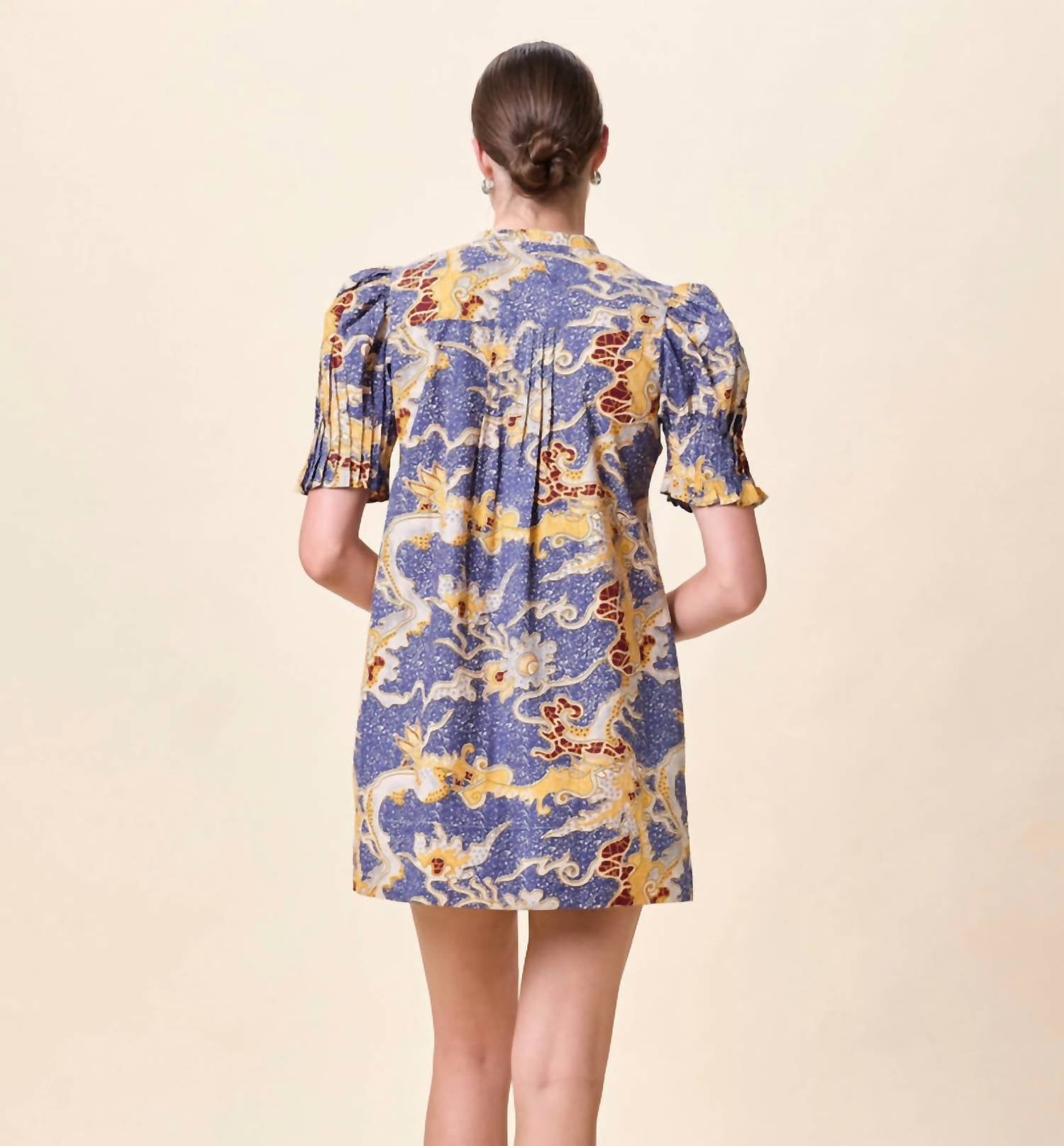 Cleobella Nadia Mini Dress in blue costello - women's dress - alternate view
