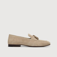 Walk London Women's Trent Tassel Suede Loafer in stone - women's flats