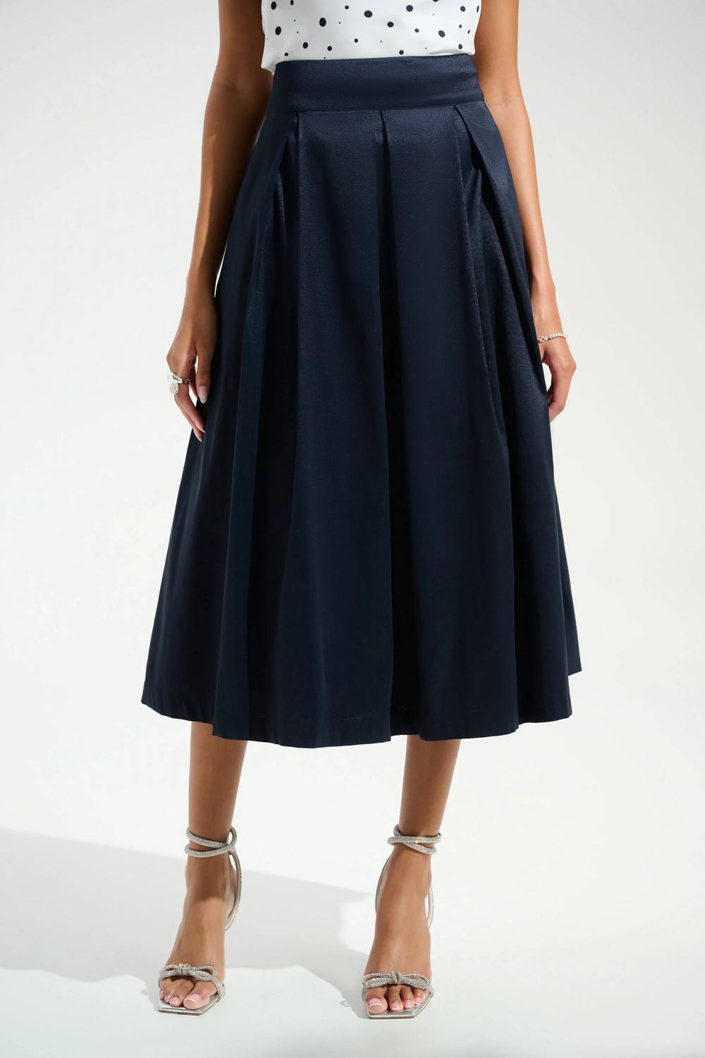 Joseph Ribkoff - Stretch Taffeta Flared Skirt With Box Pleats