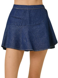 day + moon A Love So True Wrap Skort in washed dark denim - women's shorts