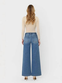 Vervet By Flying Monkey - High Rise Waist Tie Twist Wide Jeans