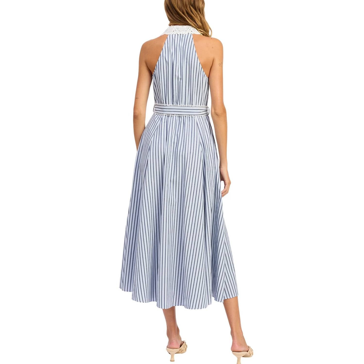 En Saison - Clara Stripe Sleeveless Midi Shirtdress