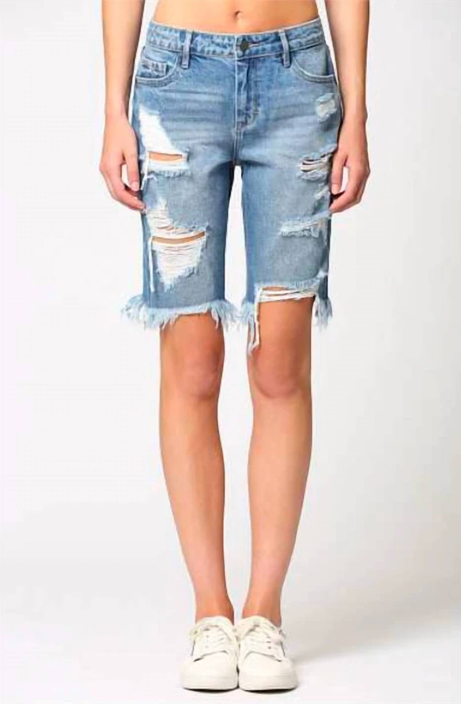 Hidden - High Rise Distress Bermuda Short