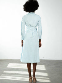 Never a Wallflower Sasha Shirt Midi Dress in blue stripe - women's dress - alternate view