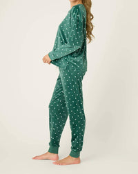 PJ Salvage Let's Get Toasty Lounge Set in dark forest polka dot - women's sleepwear - alternate view