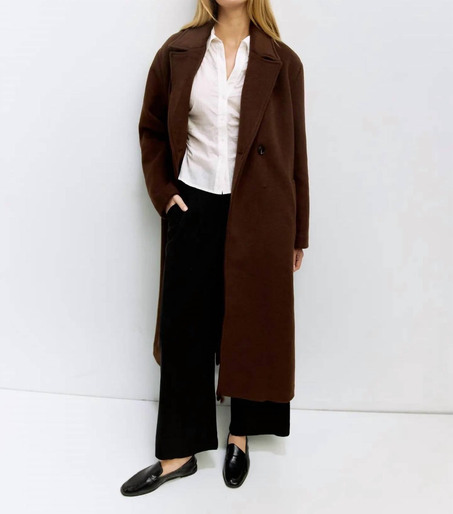 MOD REF Karoline Classic Double-breast Coat in brown - women's jacket - alternate view