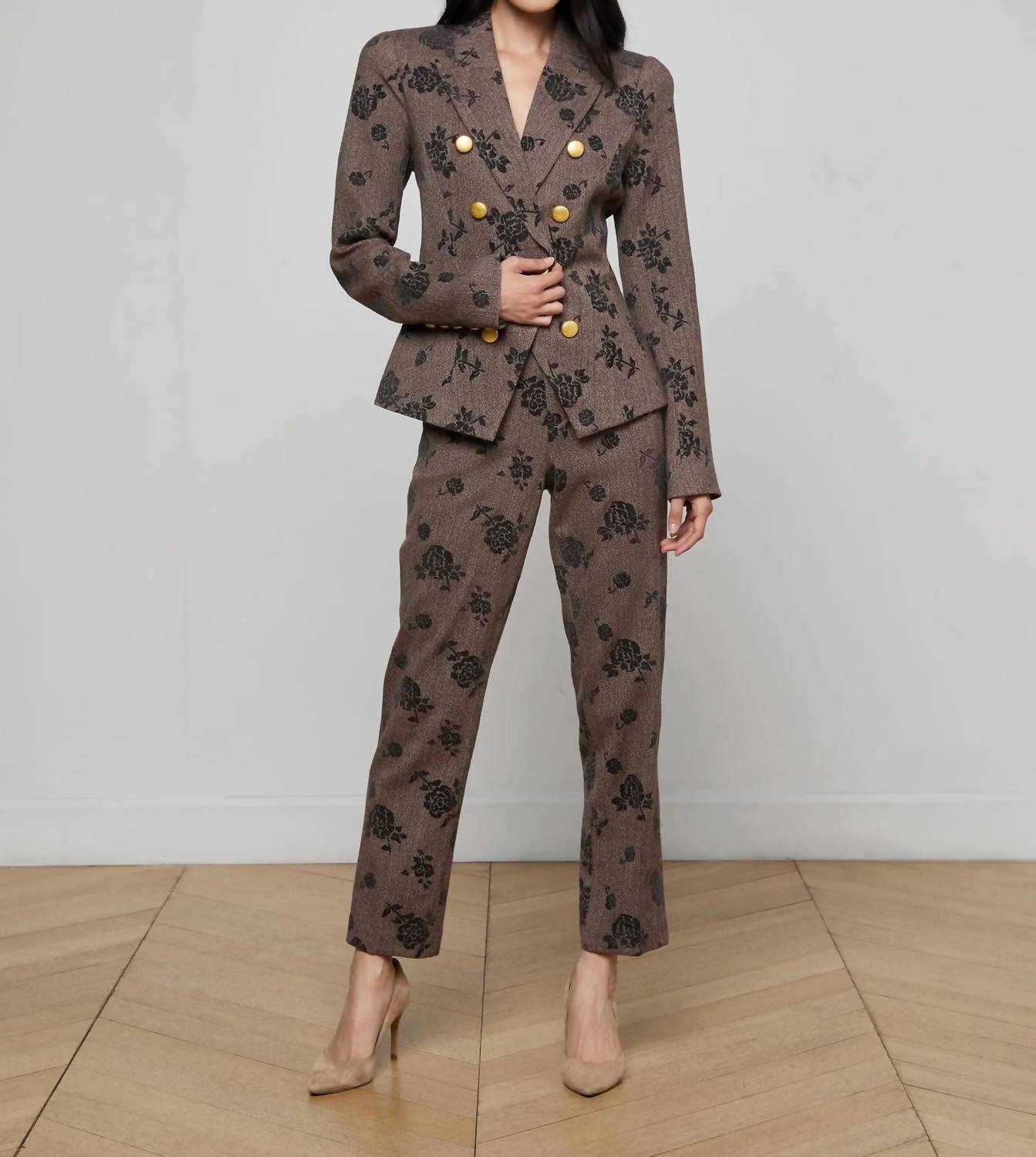 L'Agence - Bethany Flocked Herringbone Blazer