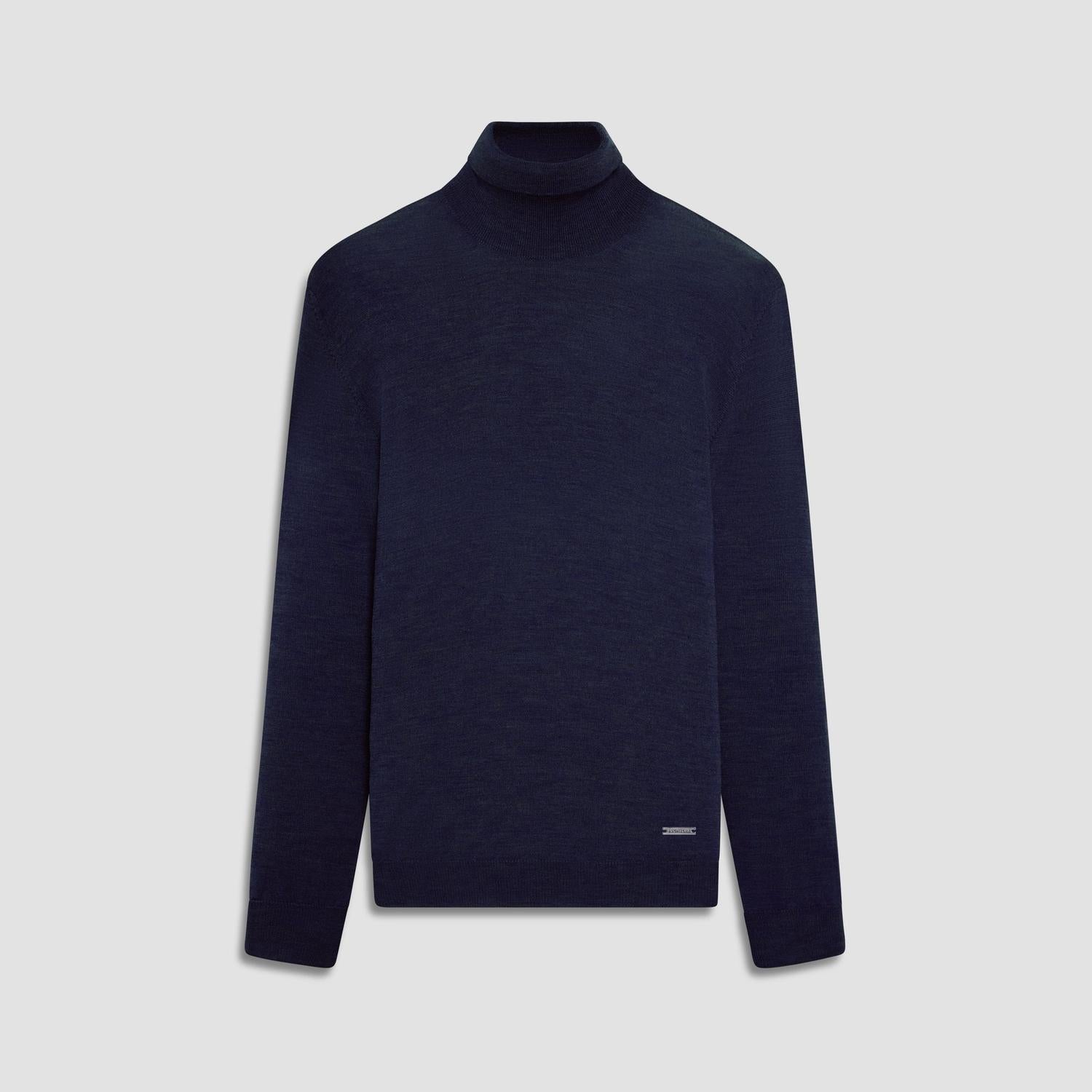 Bugatchi Uomo Super Merino Wool Turtleneck Sweater in midnight - men's sweater - view 5
