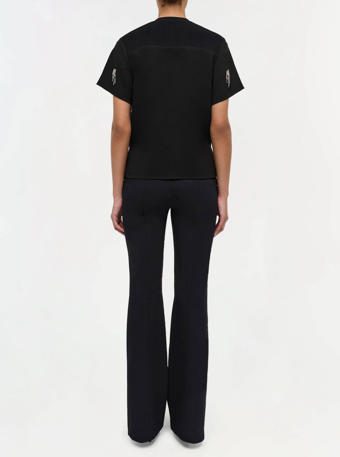 SIMKHAI Abelia Embellished T Shirt in black - women's t-shirt - detail view