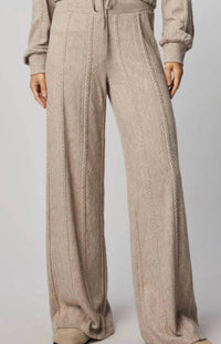 Splendid Women's Cable Lounge Wide Leg Pant in beige - women's pants - detail view