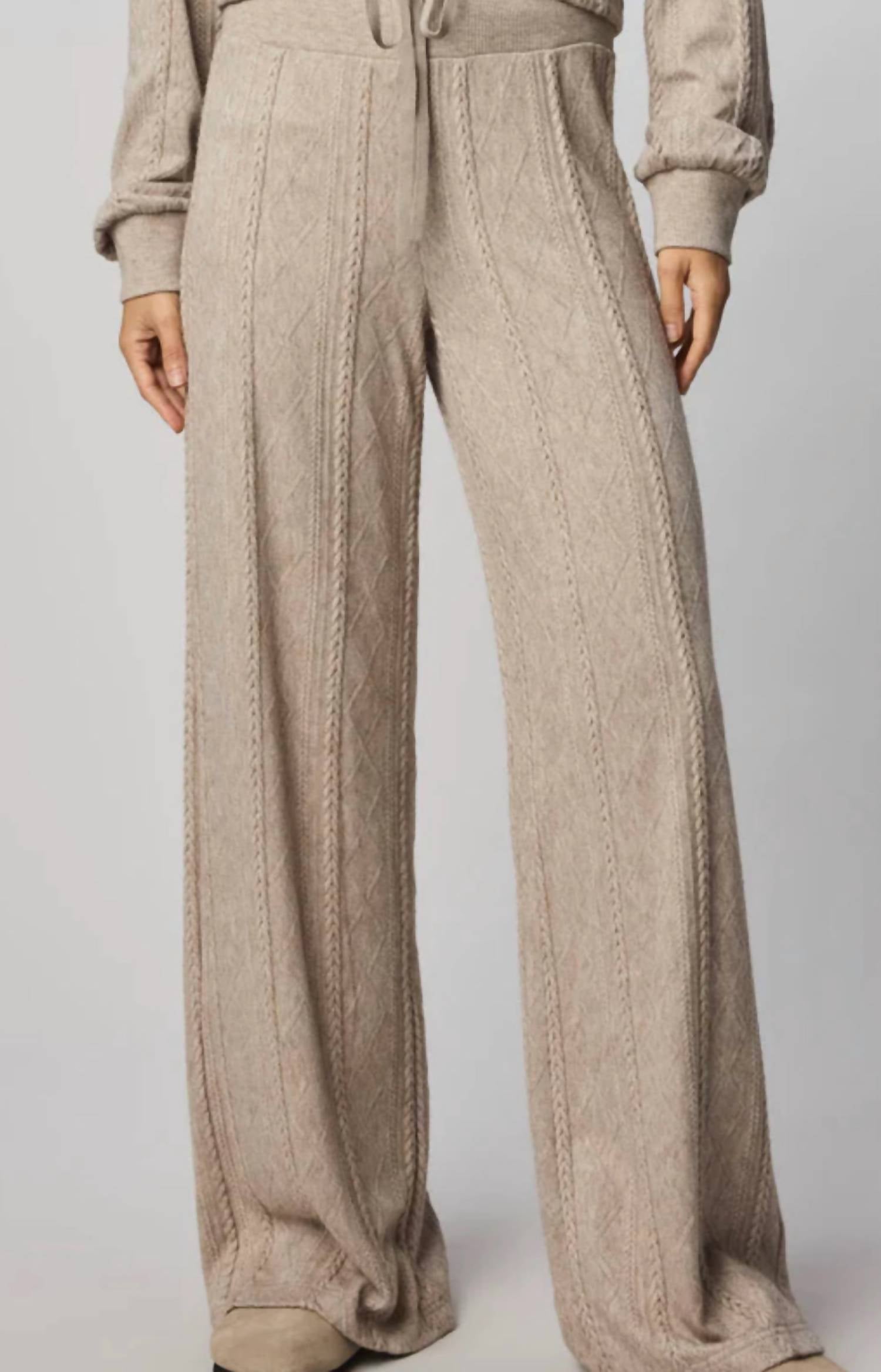 Splendid Women's Cable Lounge Wide Leg Pant in beige - women's pants - detail view