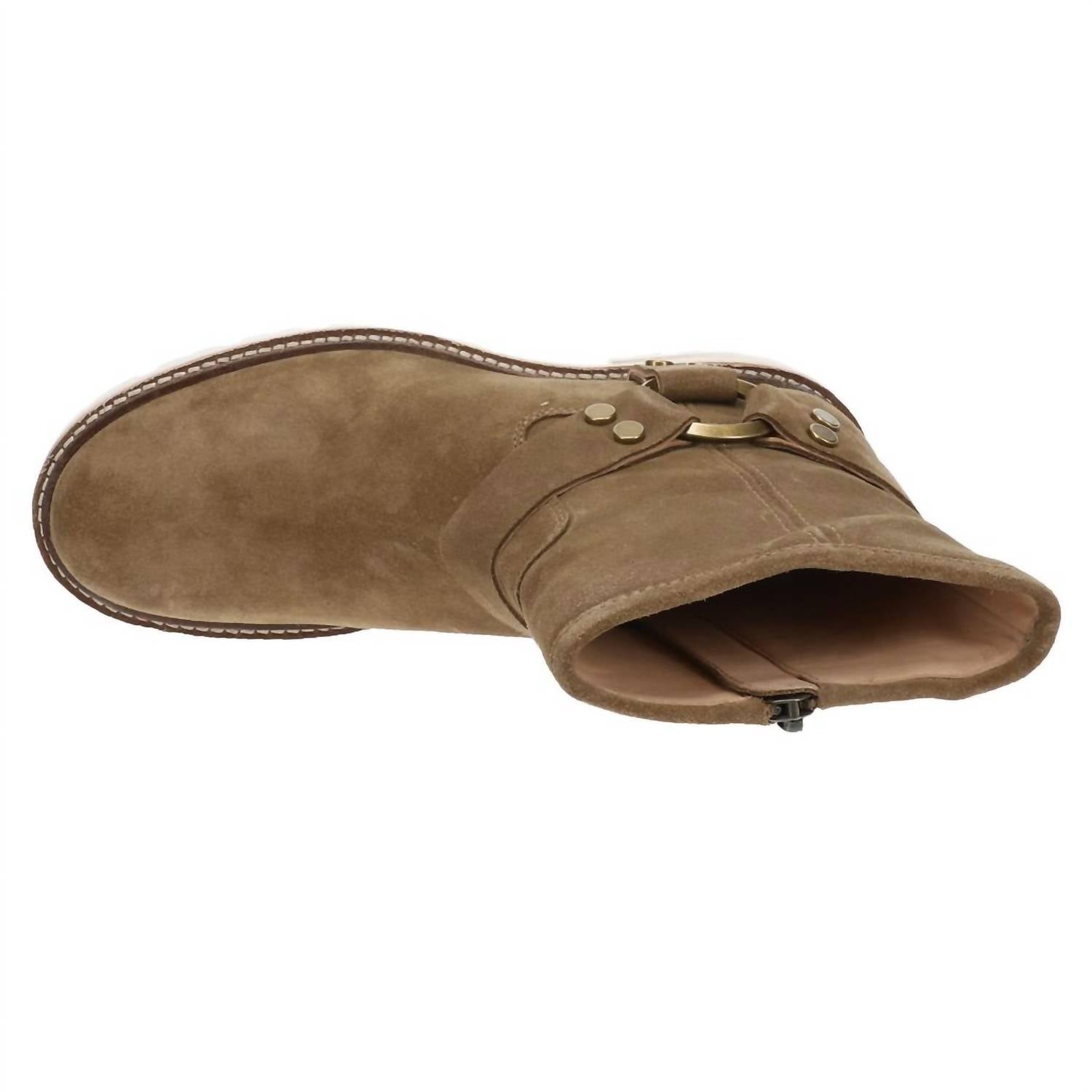 Frye Women's Olivia Harness Short Suede Comfort Boots in almond - women's shoe - view 5