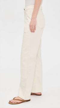 Warp + Weft Sat ‘90s Straight Leg High Rise Utility Jeans in ecru - women's jeans - alternate view