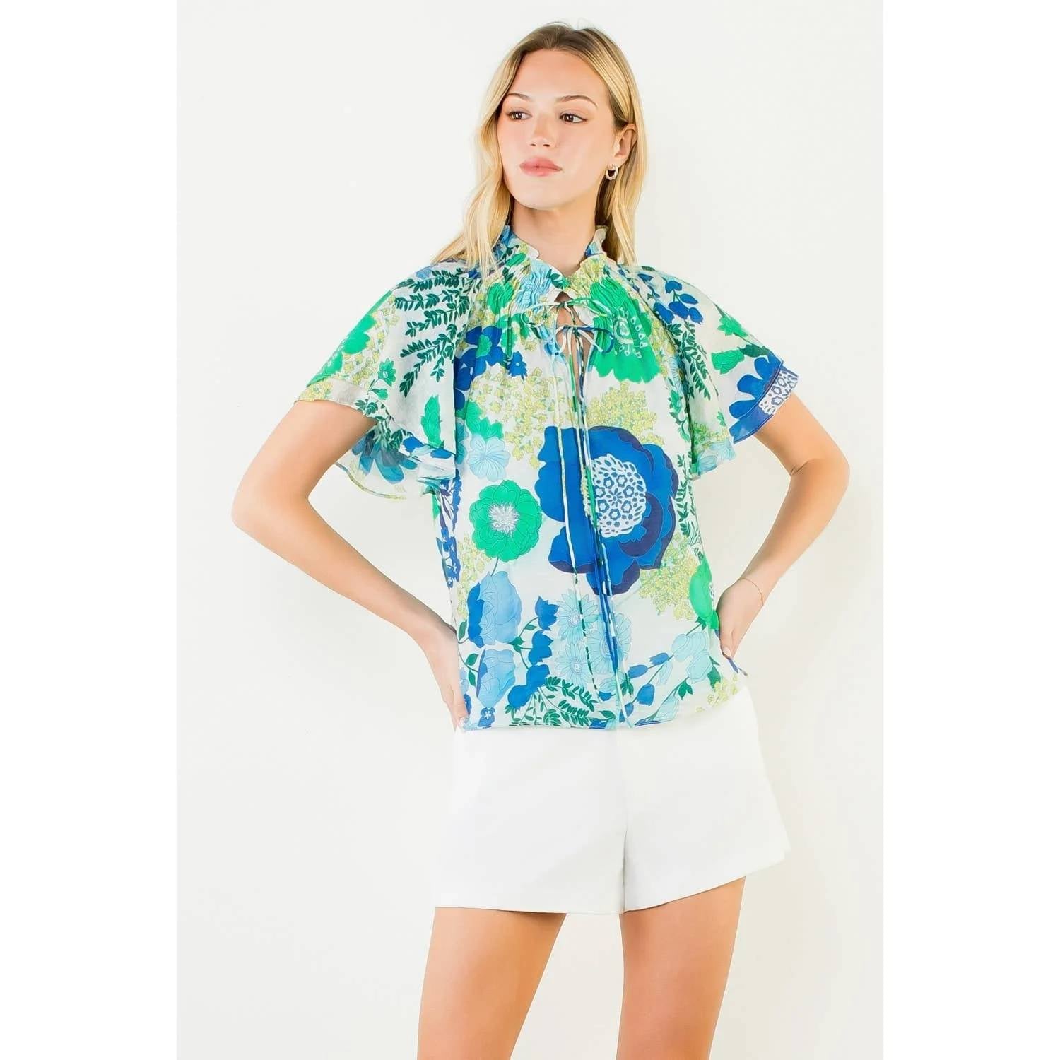 Thml - Floral Print Top With Tie Detail