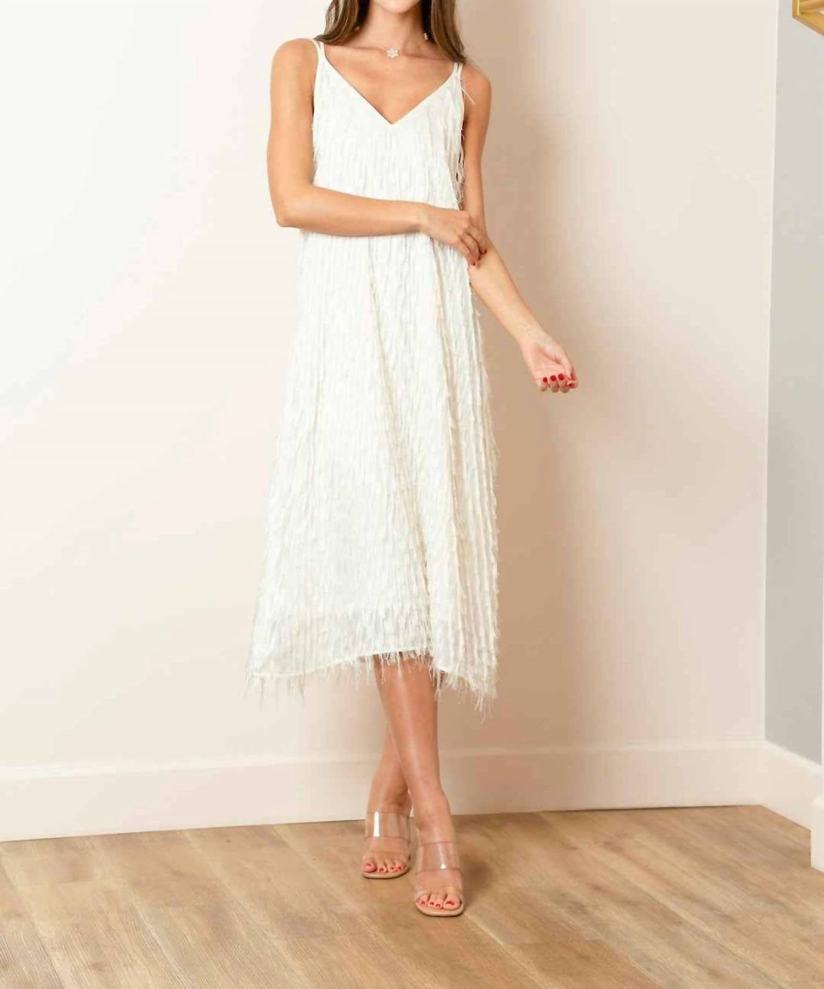 Jessie Liu - Crossed Strap Tassel Midi Dress