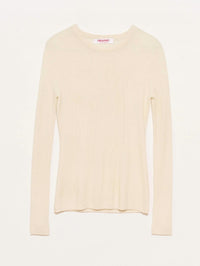 Organic By John Patrick Women's Long Sleeve Ribbed Tee in parchment ivory - women's long sleeve top