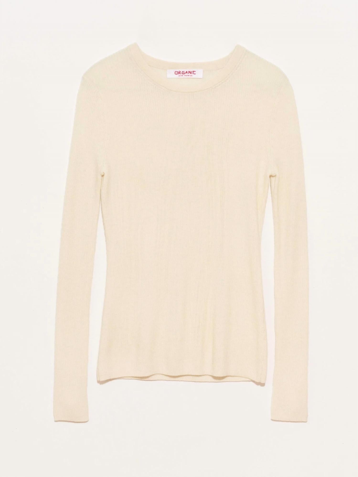 Organic By John Patrick Women's Long Sleeve Ribbed Tee in parchment ivory - women's long sleeve top