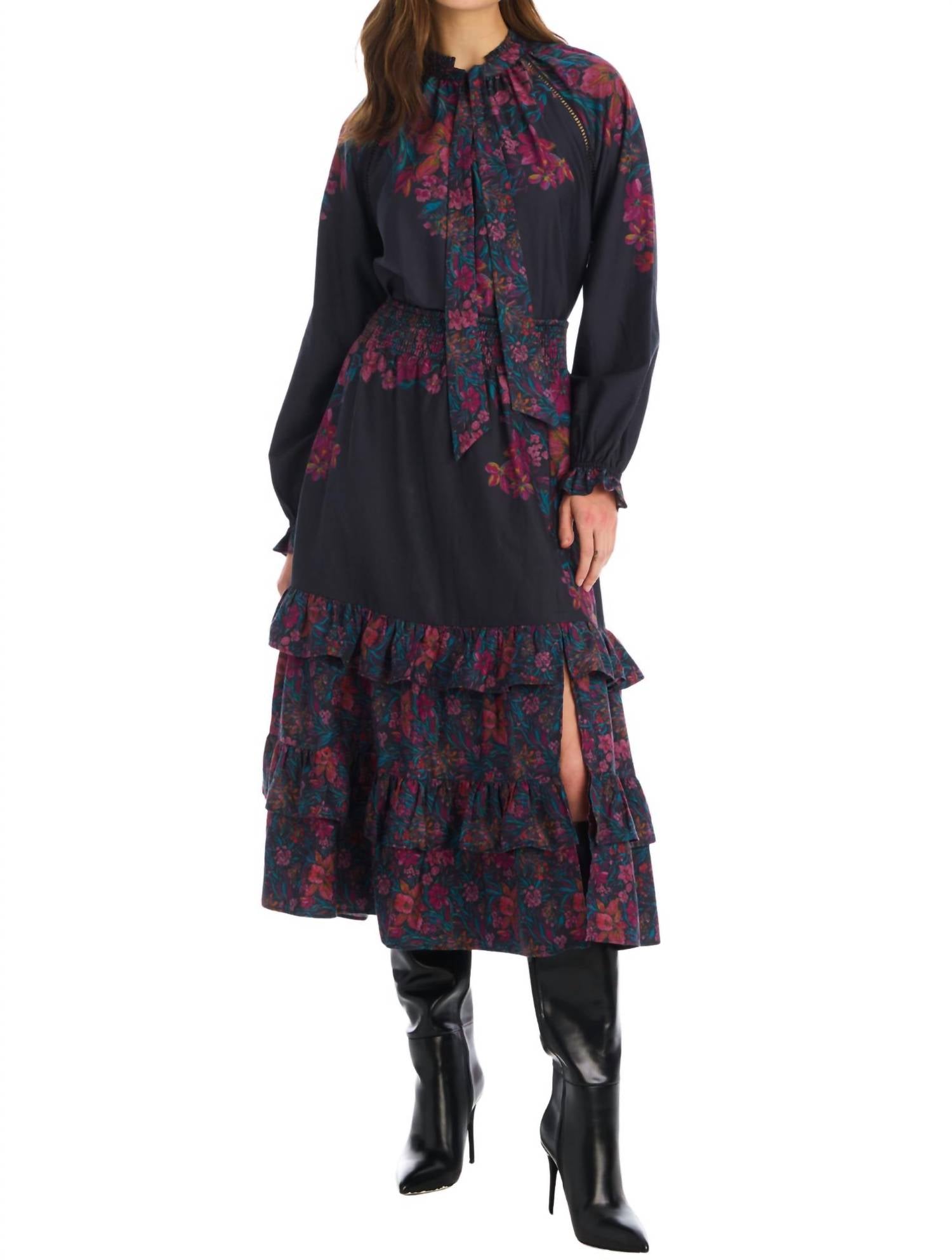 ALLISON NEW YORK Georgia Midi Skirt in painterly floral - women's skirt