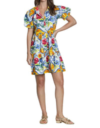 Apny - Flounce Puff Sleeve Shirt Dress