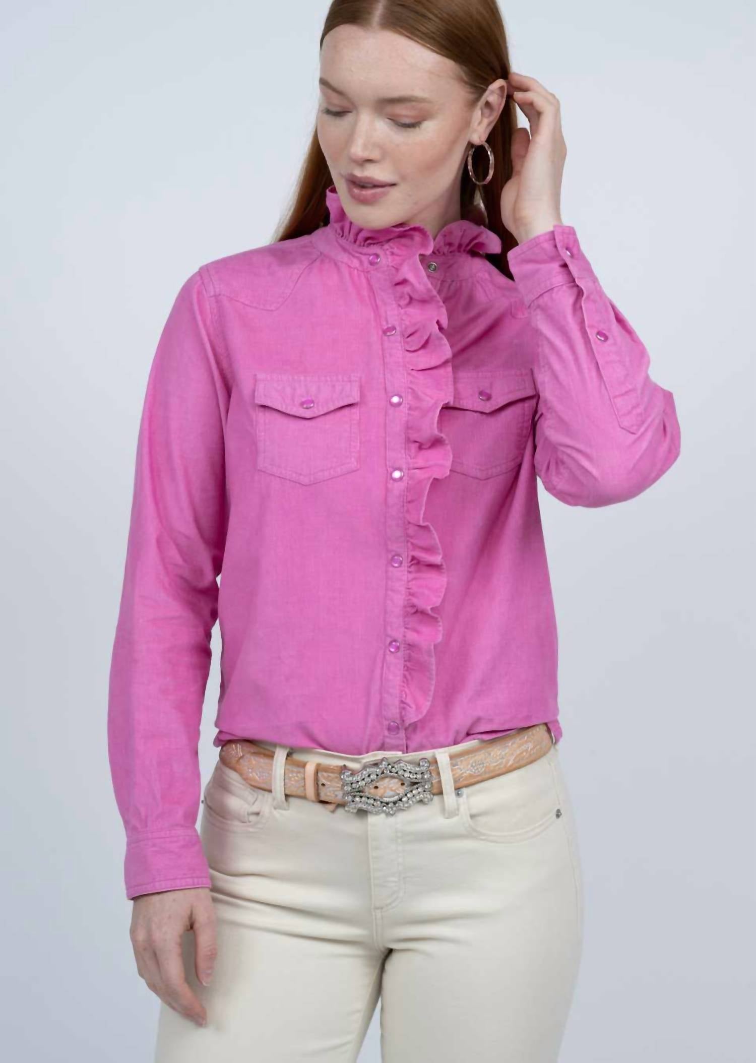 Ivy Jane - Heart Corduroy Ruffle Snap Shirt