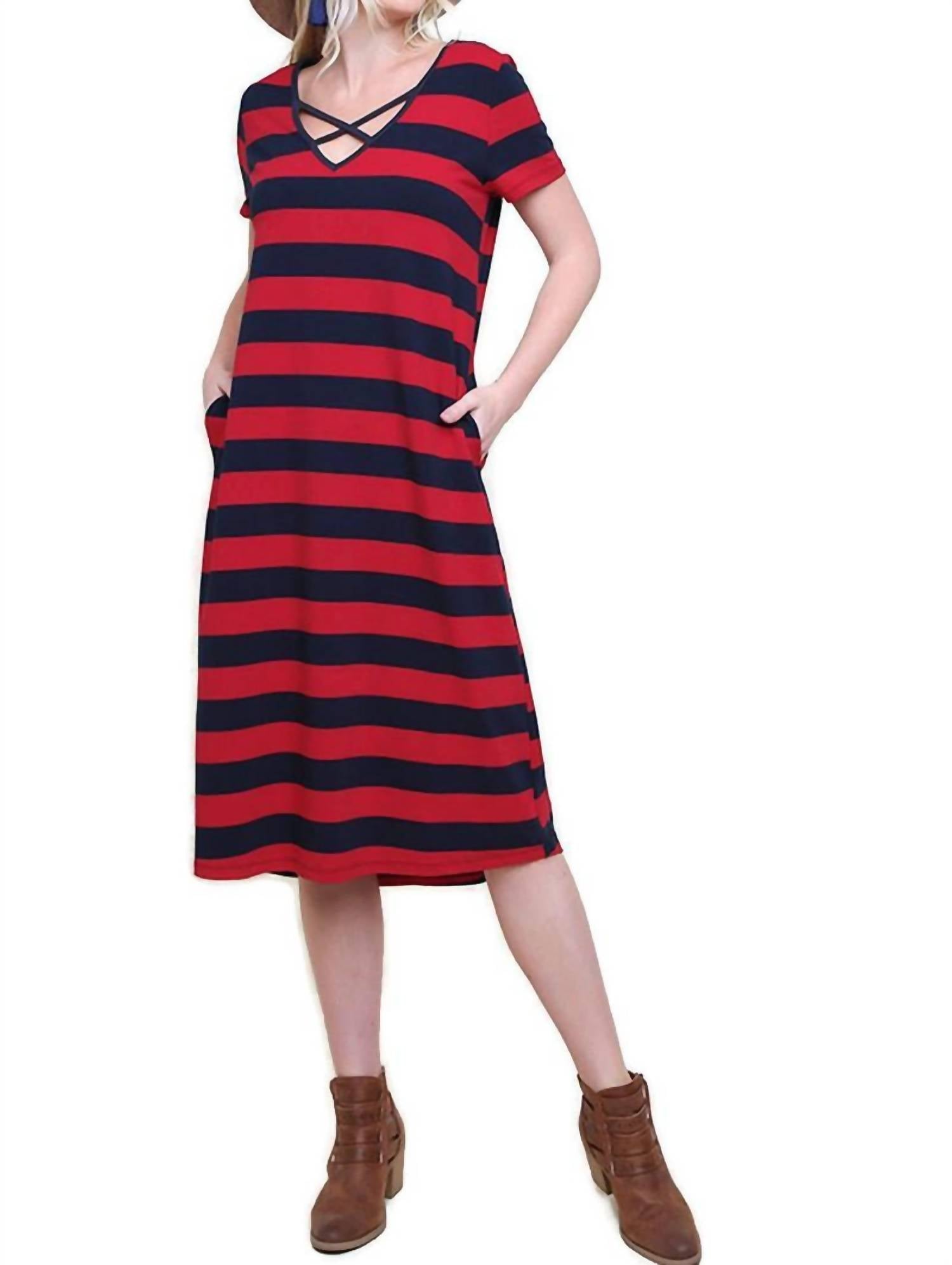 Umgee - Striped T-shirt Midi Dress