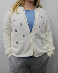 WISHLIST Darcy Embroidered Cardigan in white - women's cardigan