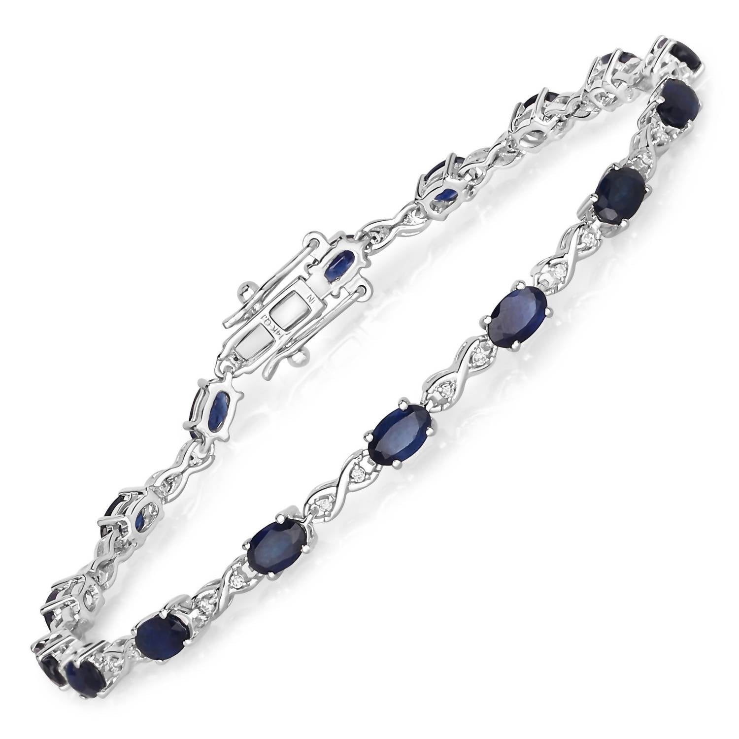 Diana M Jewels Women's Oval Natural Sapphire Bracelet (3.63 Ct) - Signature Plus in 14k white gold - women's jewelry