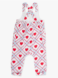 RuffleButts Baby Boy's Sweetheart Gauze Overall Jumpsuit in blue red - kids' item - detail view
