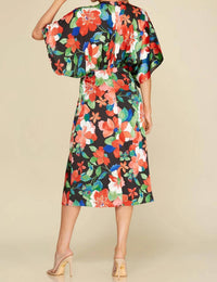 She + Sky - Floral Kimono Sleeve Midi Dress