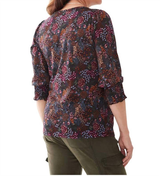 Fdj - Floral Three Quarter Sleeve Top