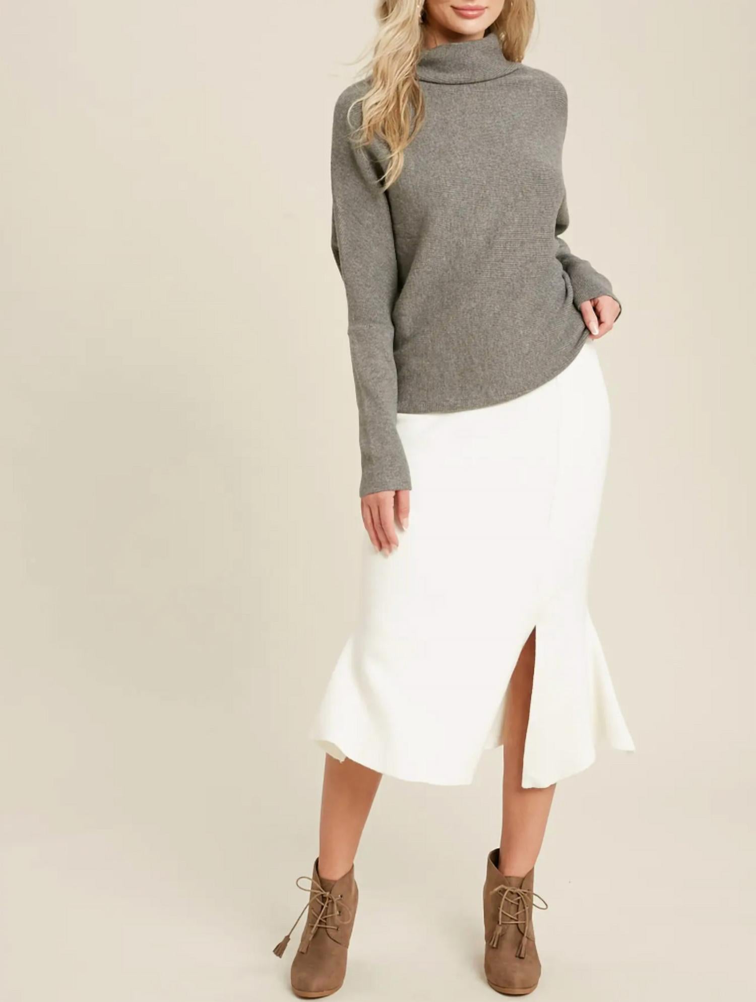 Bluivy - Slouch Neck Dolman Sleeved Pullover