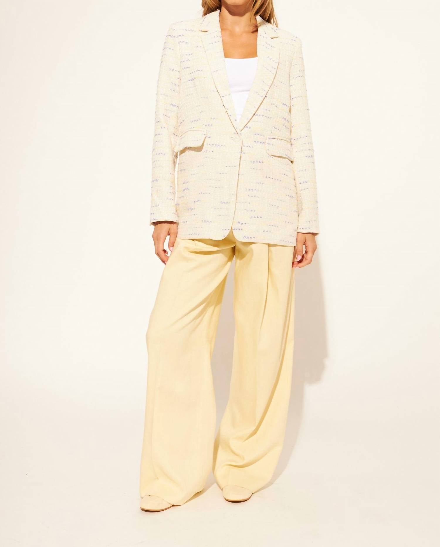 JOHN + JENN Elio Coastal Tweed Jacket in cream - women's jacket - alternate view